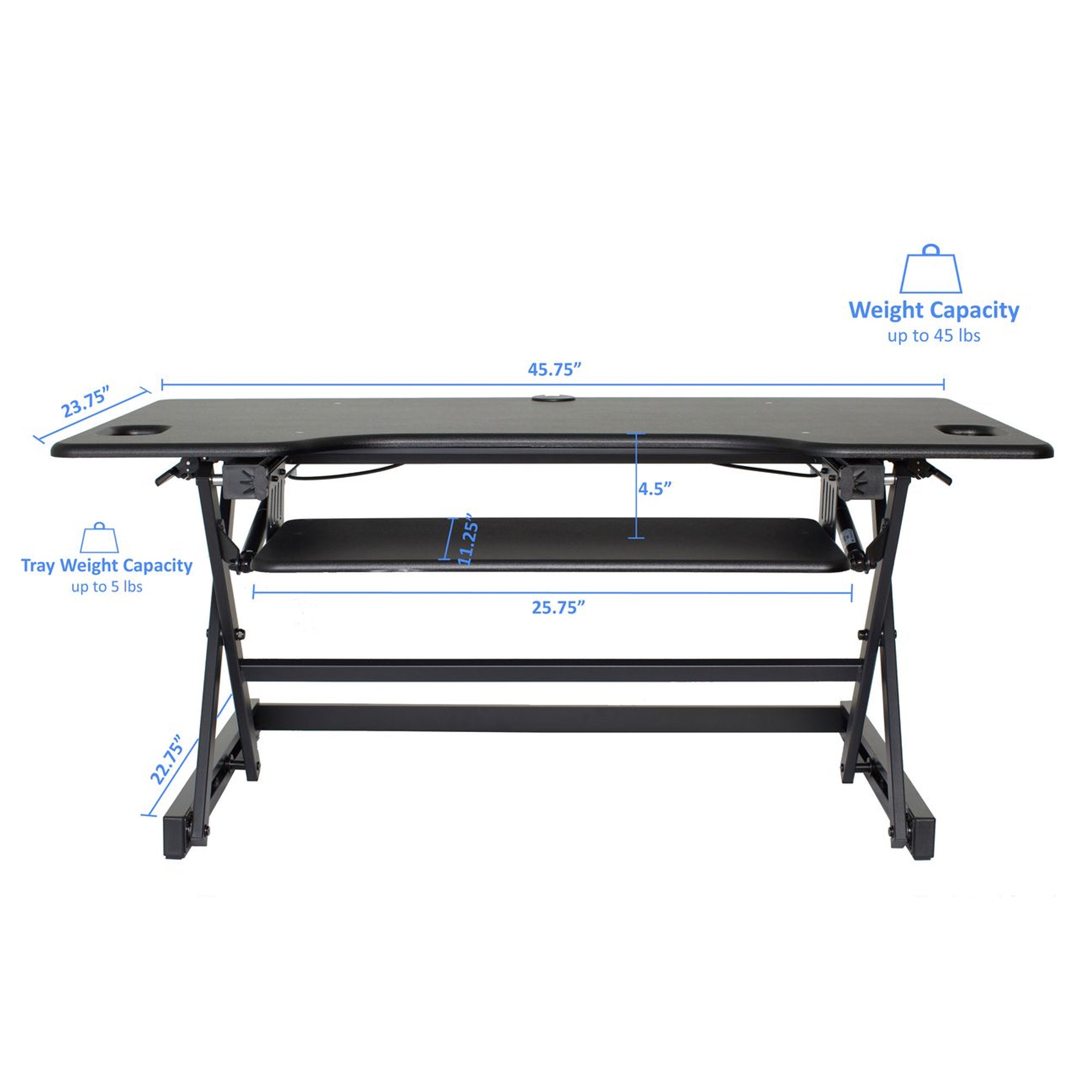 Rocelco 46 In Standing Desk Converter & 30 In Dual Monitor Stand w/ USB Charging - VMInnovations
