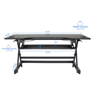 Rocelco 46 In Standing Desk Converter & 30 In Dual Monitor Stand w/ USB Charging - VMInnovations