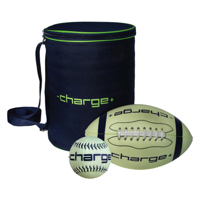 Chargeball Glow in the Dark Football PRO Kit with Bag & Regulation Size Baseball - VMInnovations