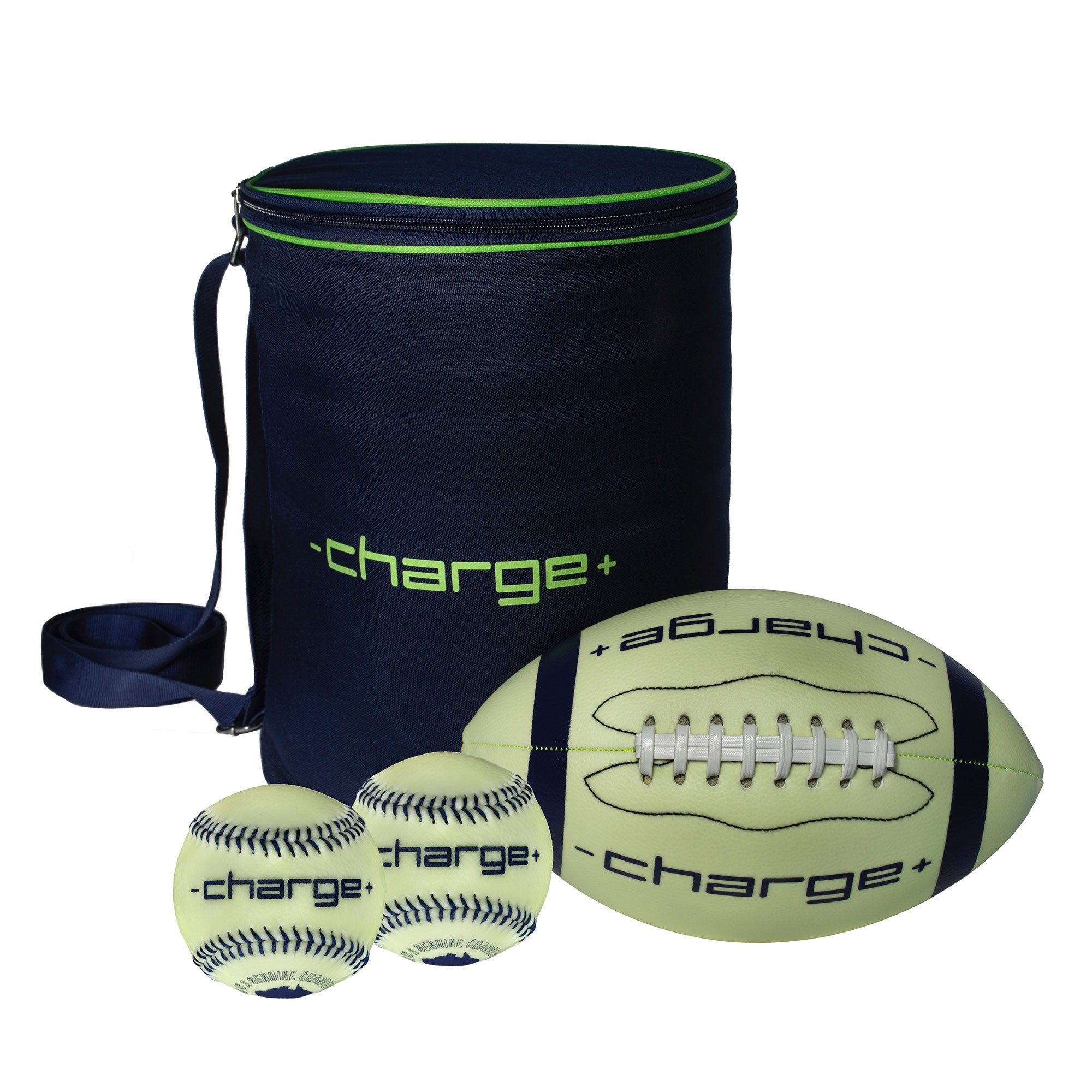 Chargeball Glow in the Dark Football PRO Kit and Regulation Baseball, 2 Pack - VMInnovations