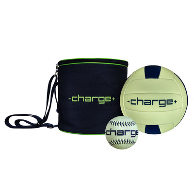 Chargeball Glow in the Dark Volleyball PRO Kit w/ Charging Bag and Softball - VMInnovations