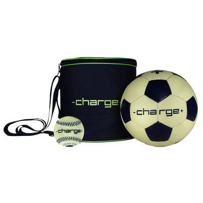 Chargeball Glow in the Dark Soccer Ball PRO Kit w/Bag & Regulation Size Baseball - VMInnovations
