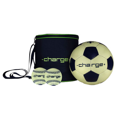Chargeball Glow in the Dark Soccer PRO Kit w/Bag & Regulation Baseball (2 Pack) - VMInnovations