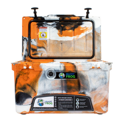 Frosted Frog 45 Quart Roto-Molded Commercial Grade Insulated Cooler, Orange Camo
