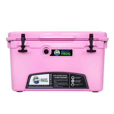 Frosted Frog 45 Quart Roto-Molded Commercial Grade Insulated Cooler Chest, Pink
