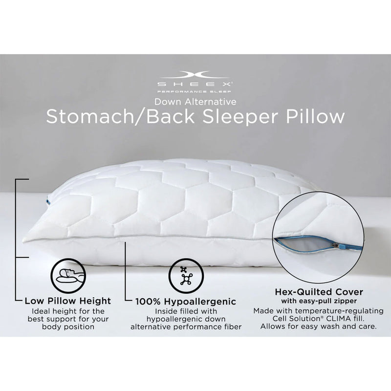 SHEEX Original Performance Down Alternative Stomach/Back Sleeper Pillow, King