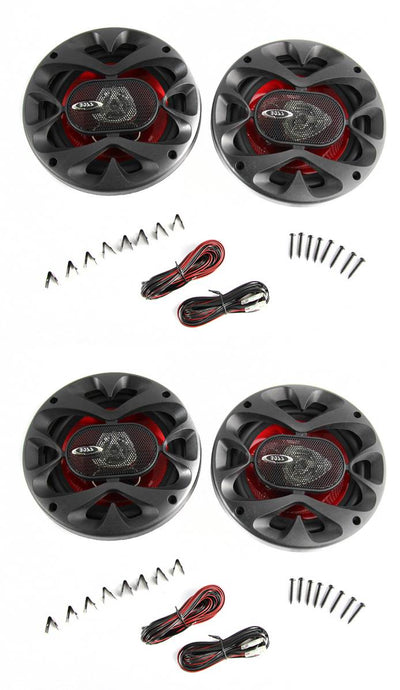 4) New BOSS CH6520 6.5" 2-Way 500W Car Coaxial Audio Speakers Stereo Red 6 1/2"