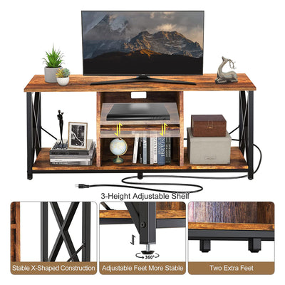 65 Inch TV Stand & Entertainment Center w/ 4 Socket Plug-In Station (Open Box) - VMInnovations