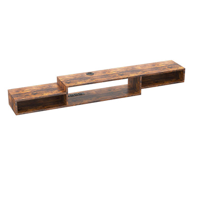 Fabato 70 In Wall Mounted Floating Media Console w/ Built In Power Strip, Rustic