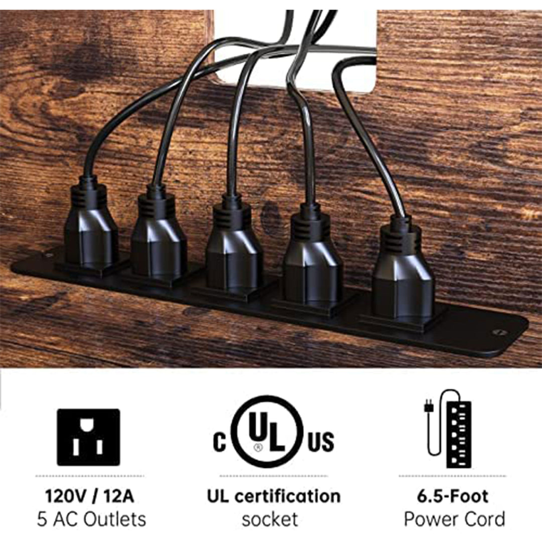 Fabato Wood 55 Inch TV Stand & Center w/ 4 Socket Plug-In Station (Open Box)