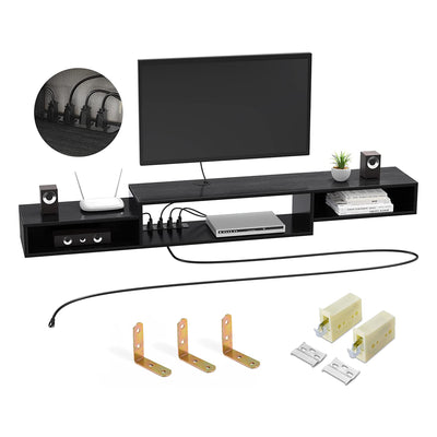Fabato 59 In Wall Mounted Media Console w/Built In Power Strip (Open Box) - VMInnovations