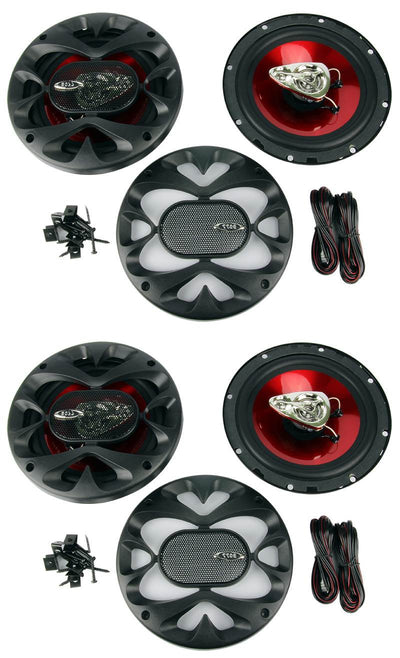 4) New BOSS CH6530 6.5" 3-Way 600W Car Audio Coaxial Speakers Stereo Red - VMInnovations