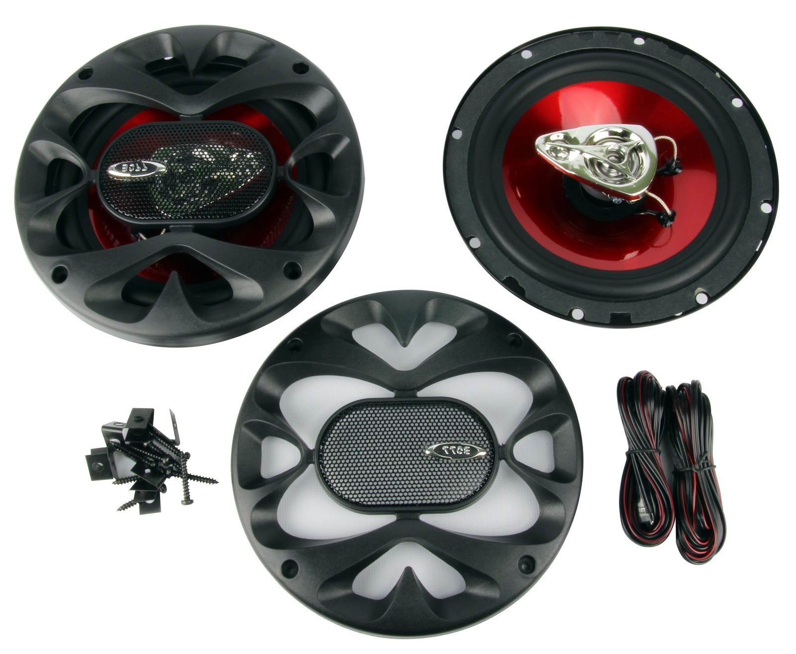 4) New BOSS CH6530 6.5" 3-Way 600W Car Audio Coaxial Speakers Stereo Red - VMInnovations