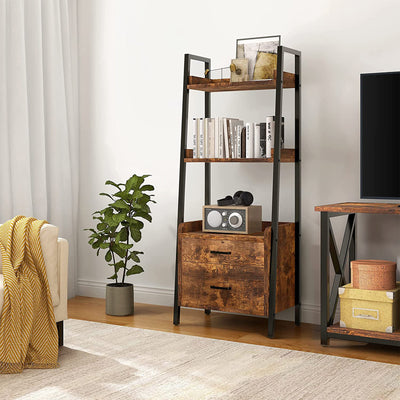 Fabato 3 Tier Display Bookcase with Ladder Shelves and Metal Frame (Open Box) - VMInnovations
