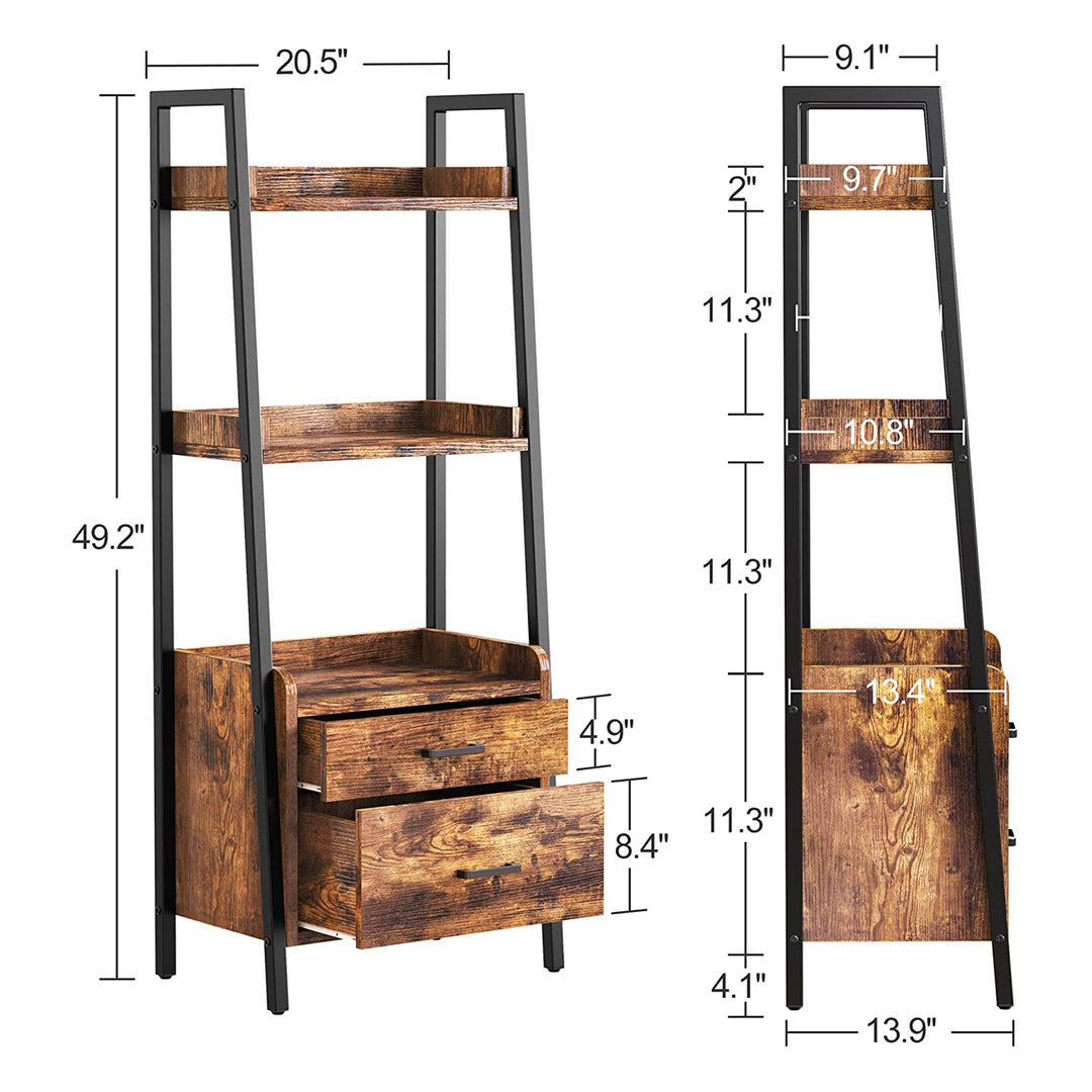 Fabato 3 Tier Display Bookcase with Ladder Shelves and Metal Frame (Open Box)