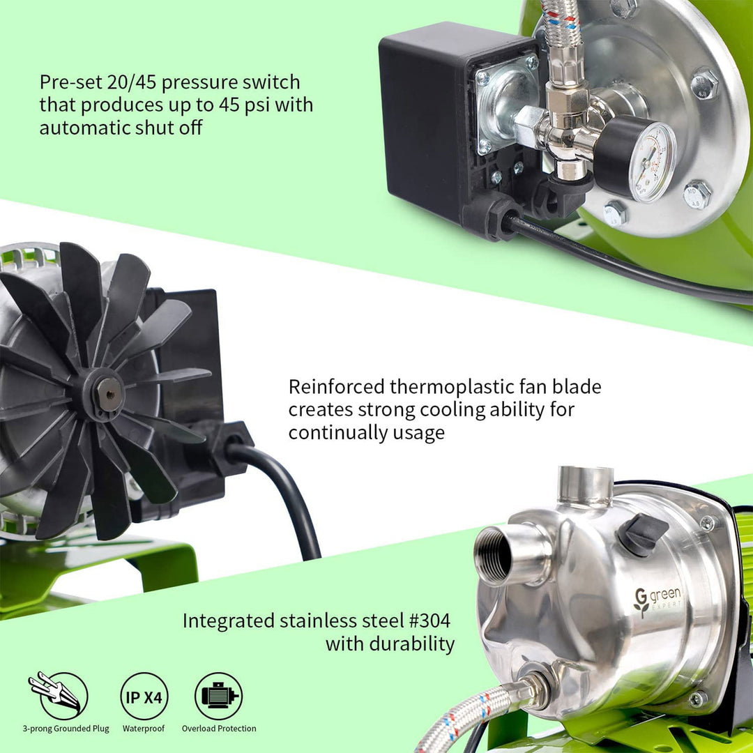 G green EXPERT Steel 3/4 Horsepower Shallow Well Booster Pump System (For Parts) - VMInnovations