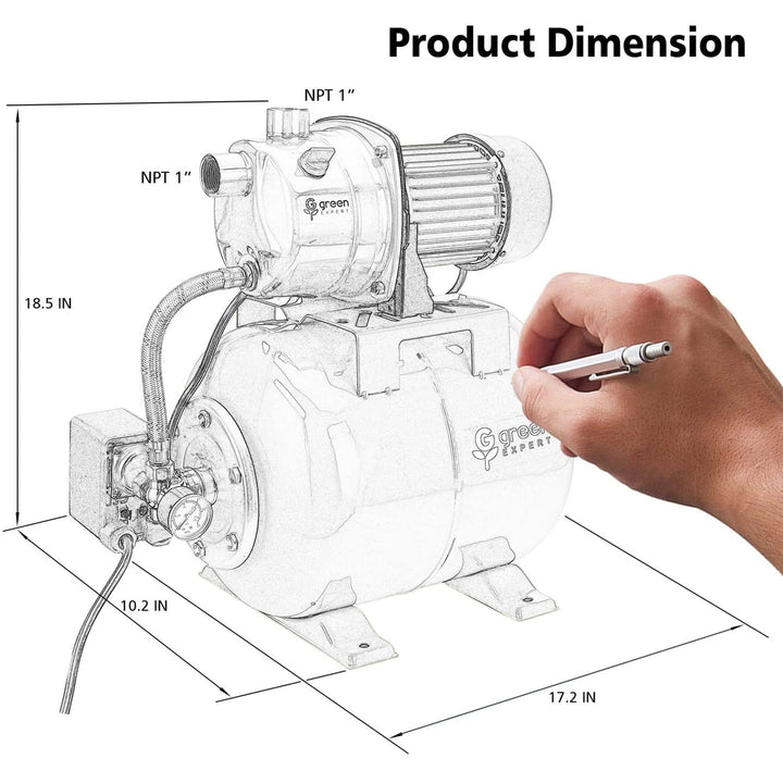 G green EXPERT Steel 3/4 Horsepower Shallow Well Booster Pump System (For Parts) - VMInnovations