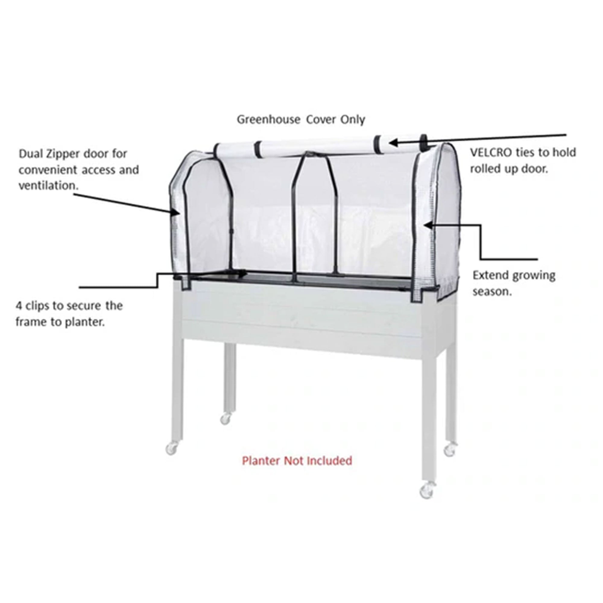 CedarCraft Greenhouse Cover, 47"L x 21"W x 24"H, for Elevated Planter Boxes