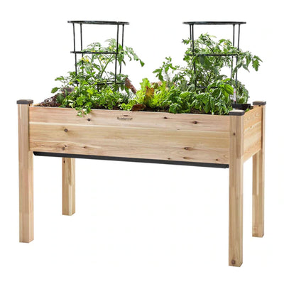 CedarCraft Self-Watering Elevated Cedar Garden Planter with Greenhouse Cover
