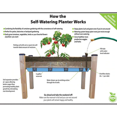 CedarCraft Self-Watering Elevated Cedar Garden Planter with Greenhouse Cover