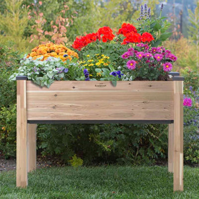 CedarCraft Self-Watering Elevated Cedar Garden Planter with Greenhouse Cover