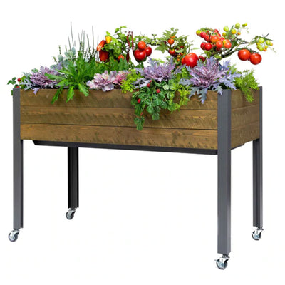 CedarCraft Self-Watering 4 Wheel Elevated Backyard Planter with Greenhouse Cover