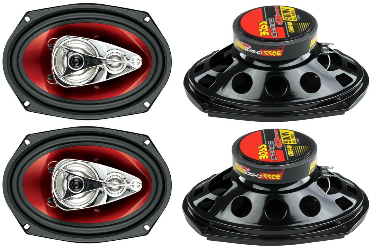 BOSS Chaos CH6940 6x9" 500W 4-Way Car Coaxial Audio Stereo Speakers Red