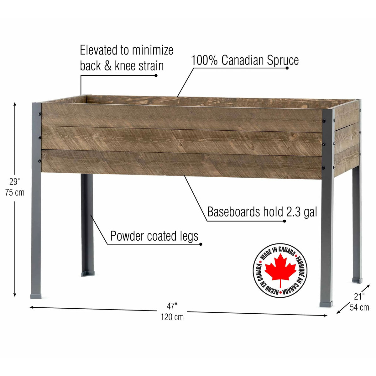 CedarCraft Elevated Spruce Backyard Deck Planter 21"L x 47"W x 29.5"H, Brown