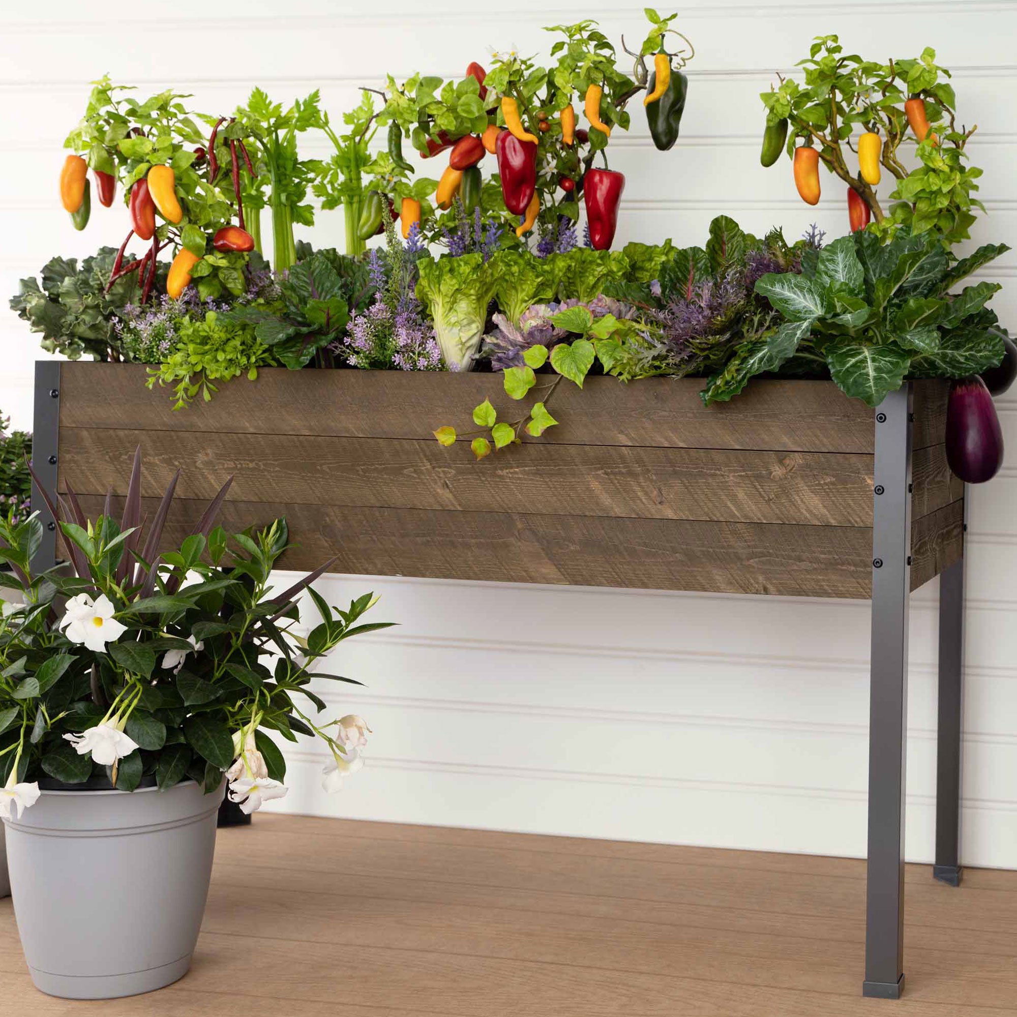 CedarCraft Elevated Spruce Backyard Deck Planter 21"L x 47"W x 29.5"H, Brown