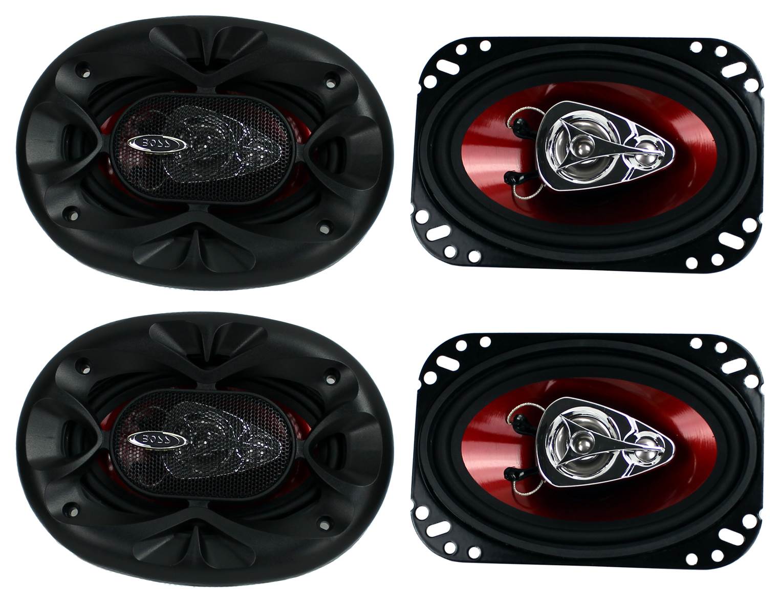 BOSS CH4630 4"x 6" 3-Way 500W Car Audio Coaxial Speakers Stereo 4 Ohm (2 Pairs) - VMInnovations