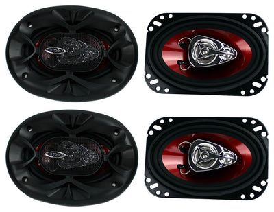 BOSS CH4630 4"x 6" 3-Way 500W Car Audio Coaxial Speakers Stereo 4 Ohm (2 Pairs)