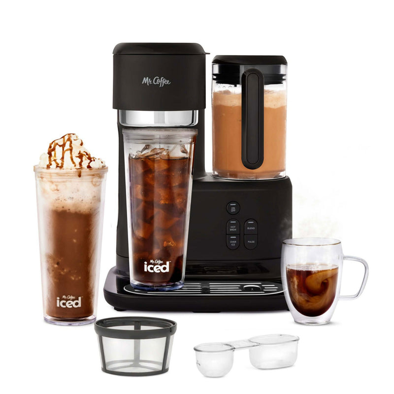 Mr. Coffee Single-Serve Iced and Hot Coffee Maker and Blender with 2 Tumblers