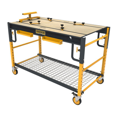Stacker 5 in 1 Multi Function Workbench for Miter Saws and Scaffolding, Yellow - VMInnovations
