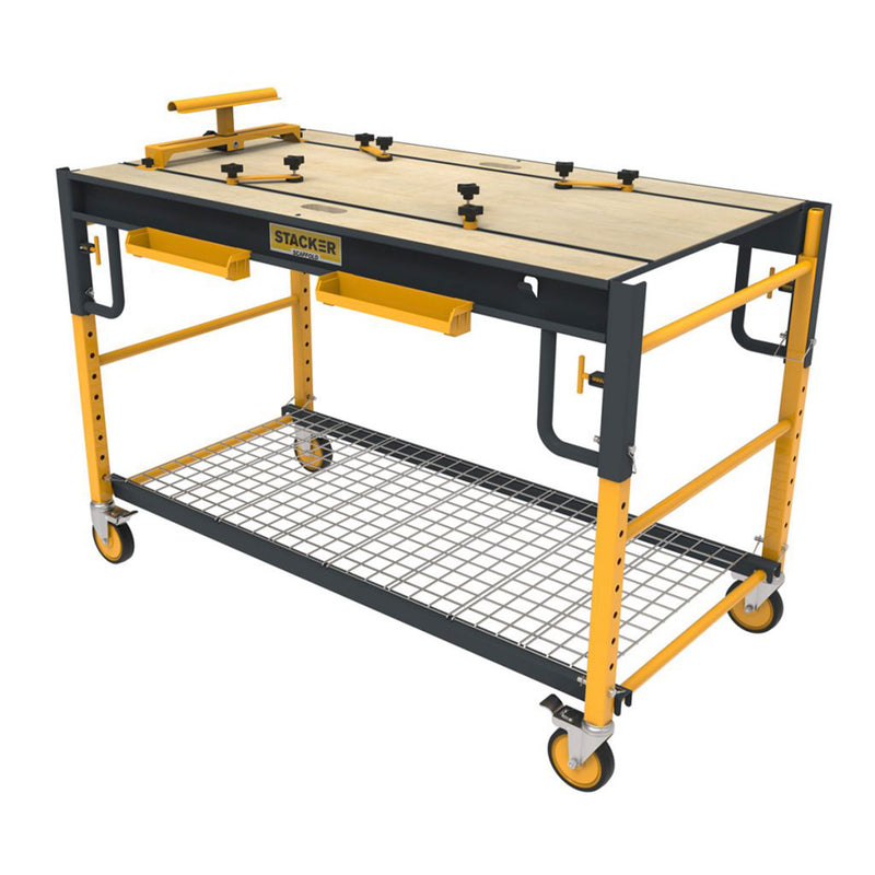 Stacker 5 in 1 Multi Function Workbench for Miter Saws and Scaffolding, Yellow