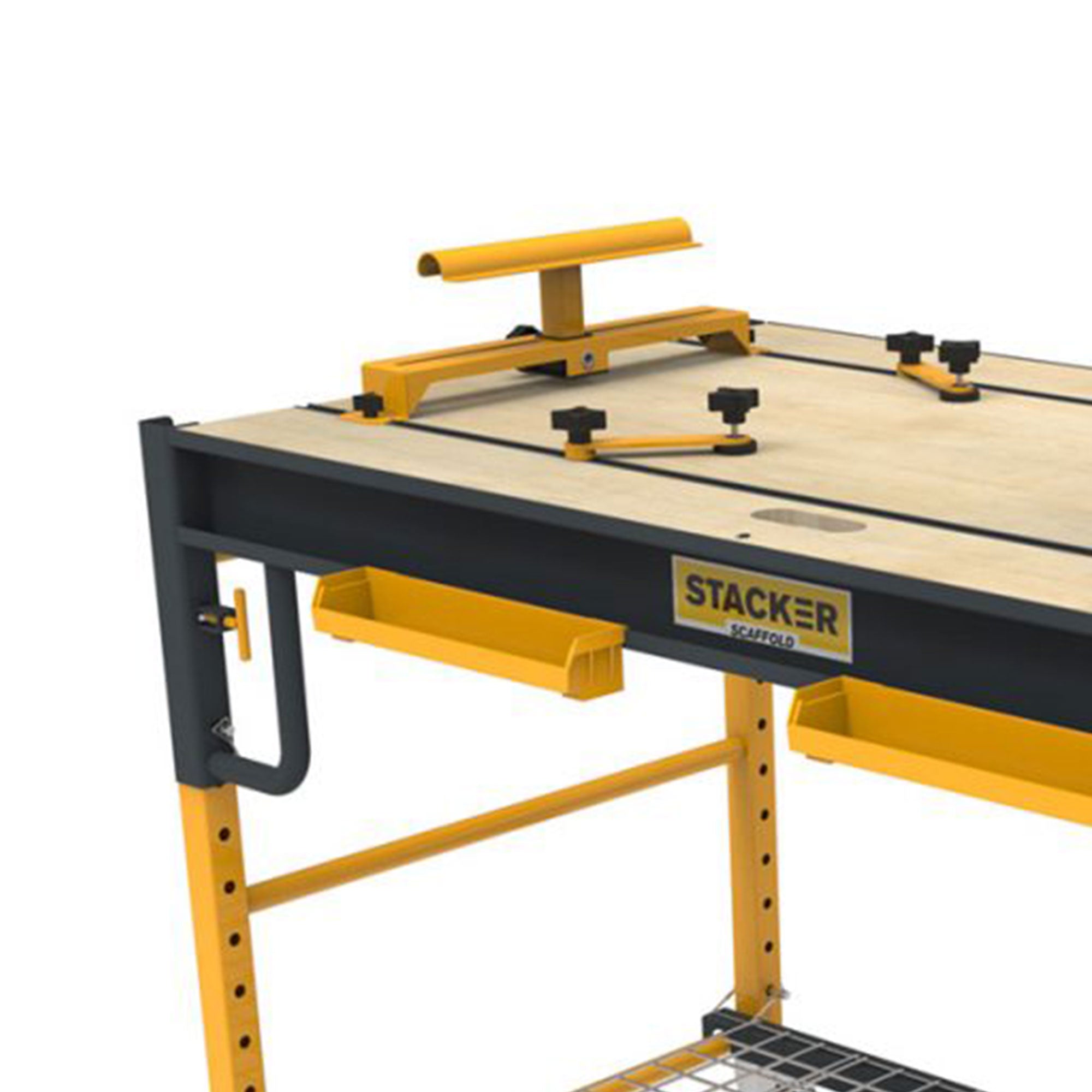 Stacker 5 in 1 Multi Function Workbench for Miter Saws and Scaffolding, Yellow - VMInnovations