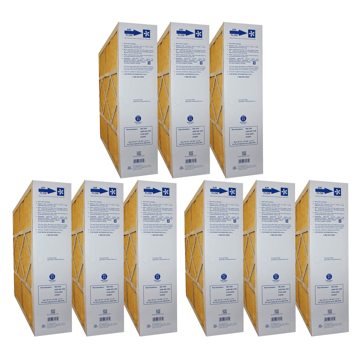 Five Seasons Replacement MERV 11 Air Filter, 25.38 x 5.25 x 20.25" (9 Pack)
