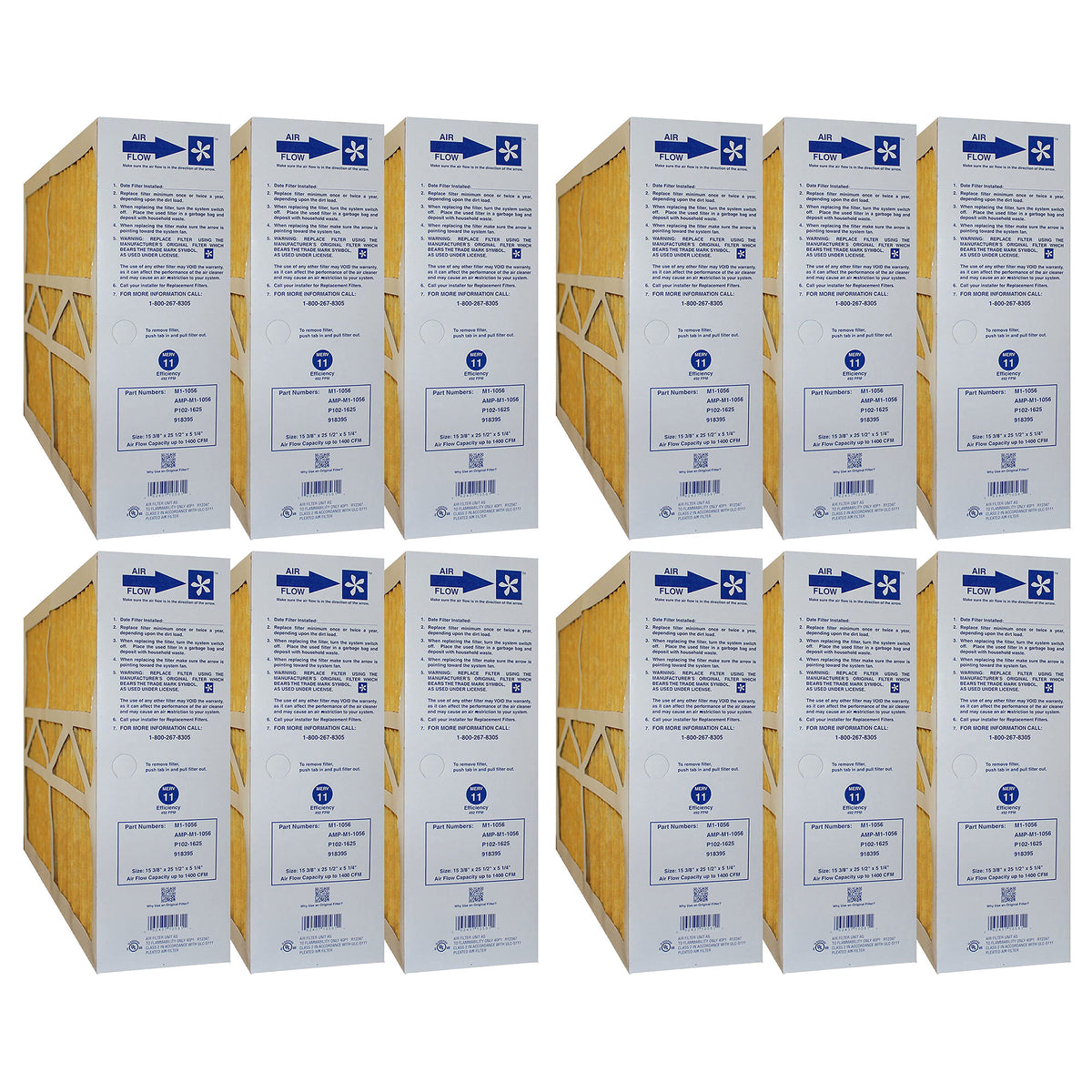 Five Seasons Replacement MERV 11 Air Filter, 25.5 x 5.25 x 15.38" (4 Sets of 3)