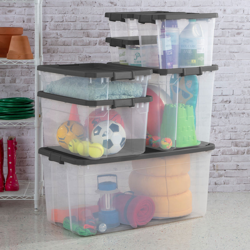 Sterilite 108 Qt Clear Stacker Storage Container Tote w/ Latching Lid, 12 Pack
