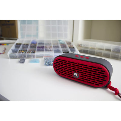 MB Quart QUBThree USB Wireless Rechargeable Portable Bluetooth Speaker, Red