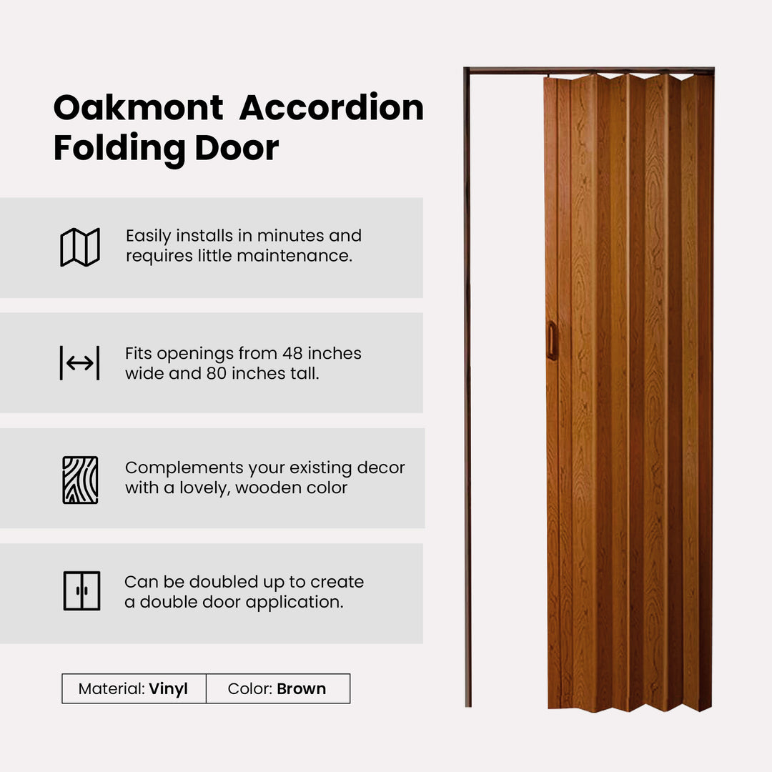 LTL Home Products Oakmont Accordion Folding Door, 48 x 80 Inches (Open Box)