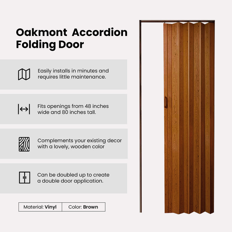 LTL Home Products OK4880PC Oakmont Accordion Door, 48 x 80 Inches, Pecan (Used)