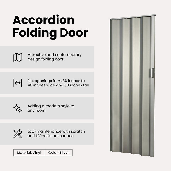 LTL Home Products EL4880S Spectrum Elite Vinyl Accordion Door, Elite Silver