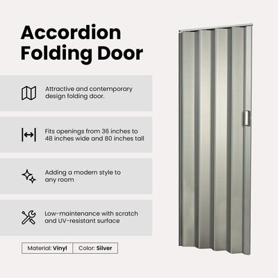 LTL Home Products EL4880S Spectrum Elite Vinyl Accordion Door, Elite Silver - VMInnovations