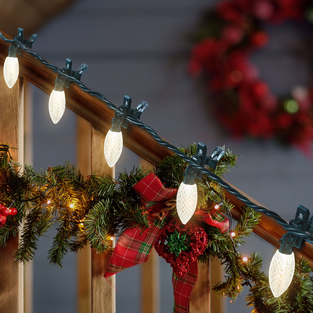 NOMA Quick Clip 66.8' LED Oudoor Christmas String Lights, 100 Warm White Bulbs - VMInnovations