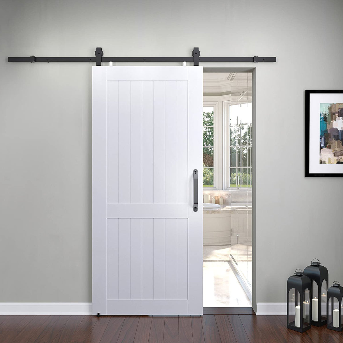 LTL Home Products MLB3684HKD Millbrooke Ready to Assemble PVC Barn Door, White