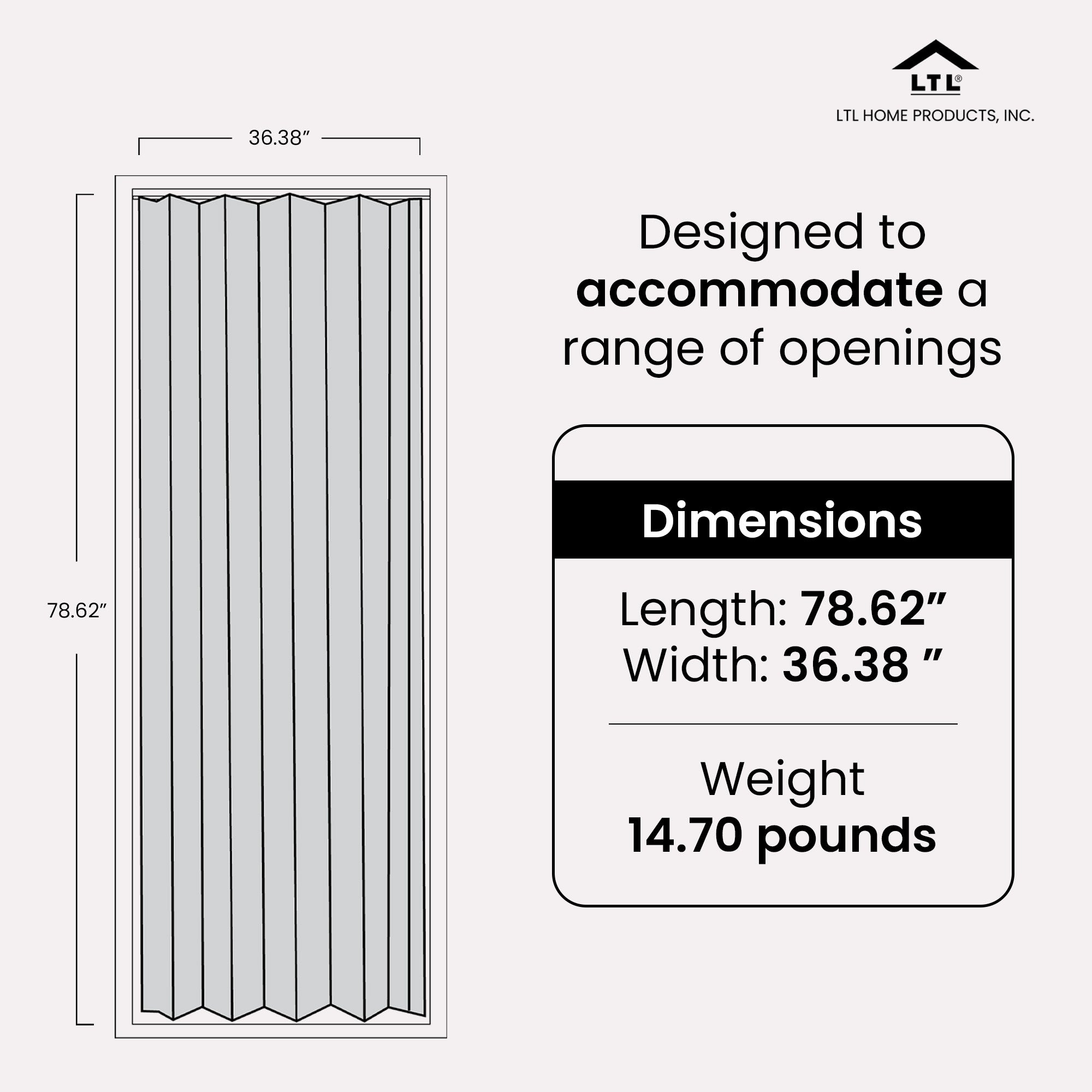 LTL Home Products 36" x 80" Pecan Vinyl Accordion Door with Hardware (For Parts)