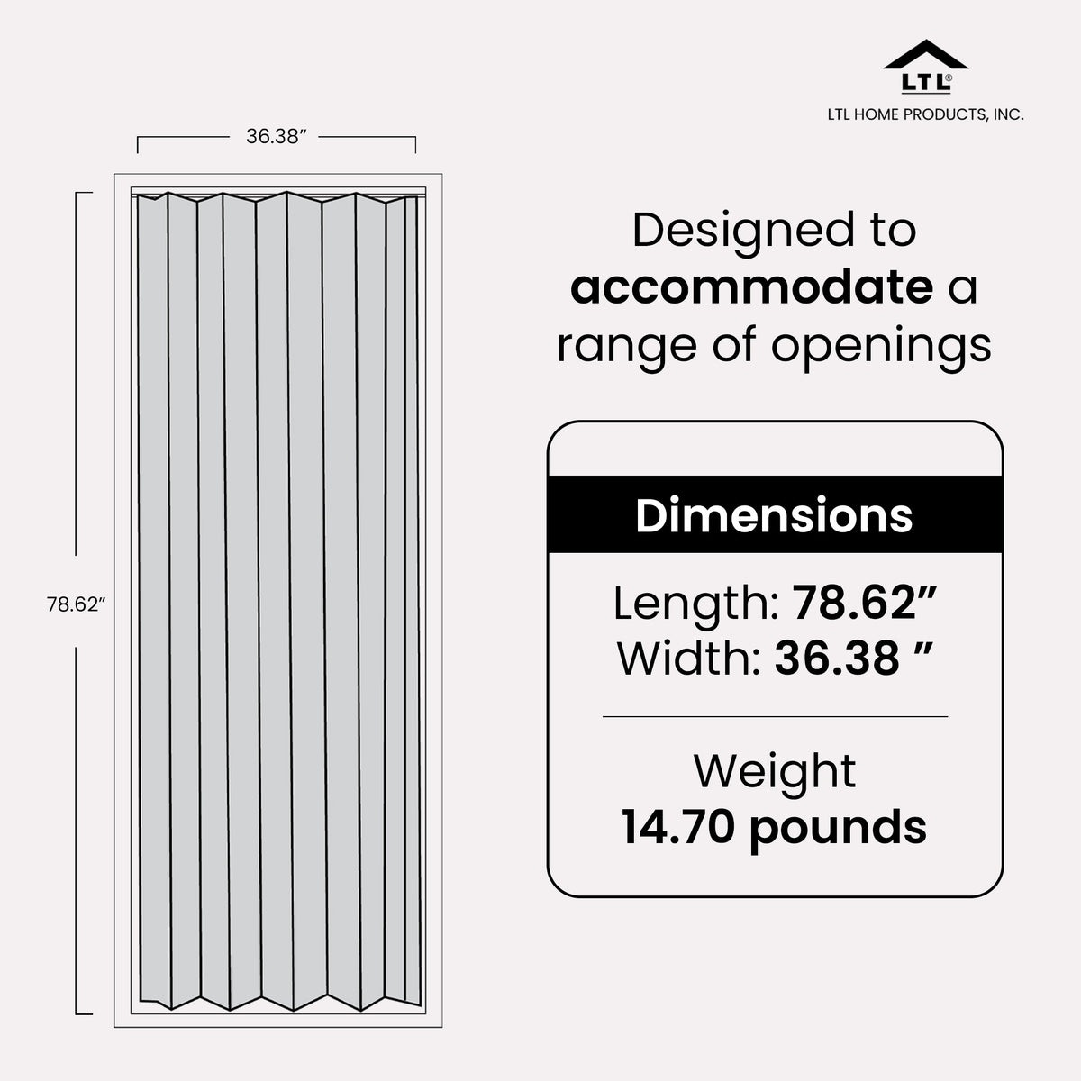 LTL Home Products 36" x 80" Pecan Vinyl Accordion Door with Hardware (For Parts)