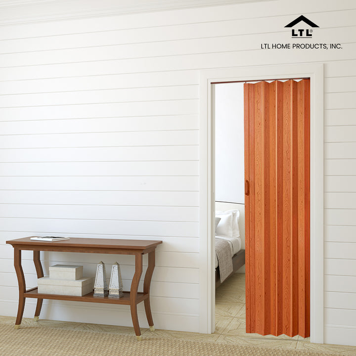 36 x 80 Inch Plaza Pecan Vinyl Accordion Door with Hardware (Open Box)