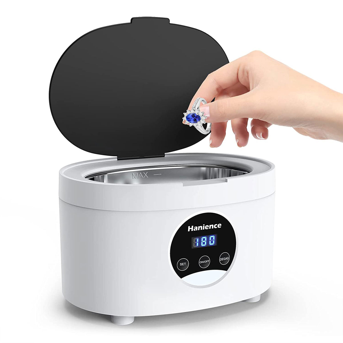 Hanience Ultrasonic 600 MI Portable Professional Jewelry Cleaner with 5 Timers