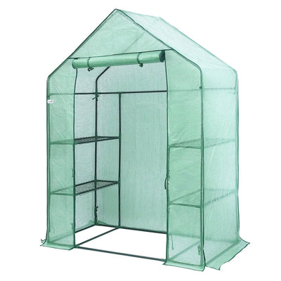 Hanience Walk-in Outdoor/Indoor Covered Plant Greenhouse w/ 4 Shelves (Used)